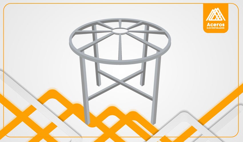 Diagrama de una base para tinaco de herrería con forma circular